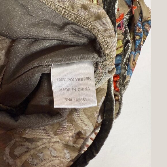 Boho Velvet Patchwork Cowl Neck Poncho Top – Artistic Paisley Print, XL - Picture 6 of 7